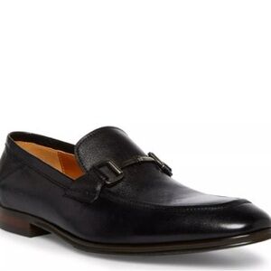 Steve Madden Black Leather Loafers with Metallic Accent